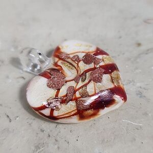 Hand Blown Venetian Art Glass Heart Pendant Love Valentines Day